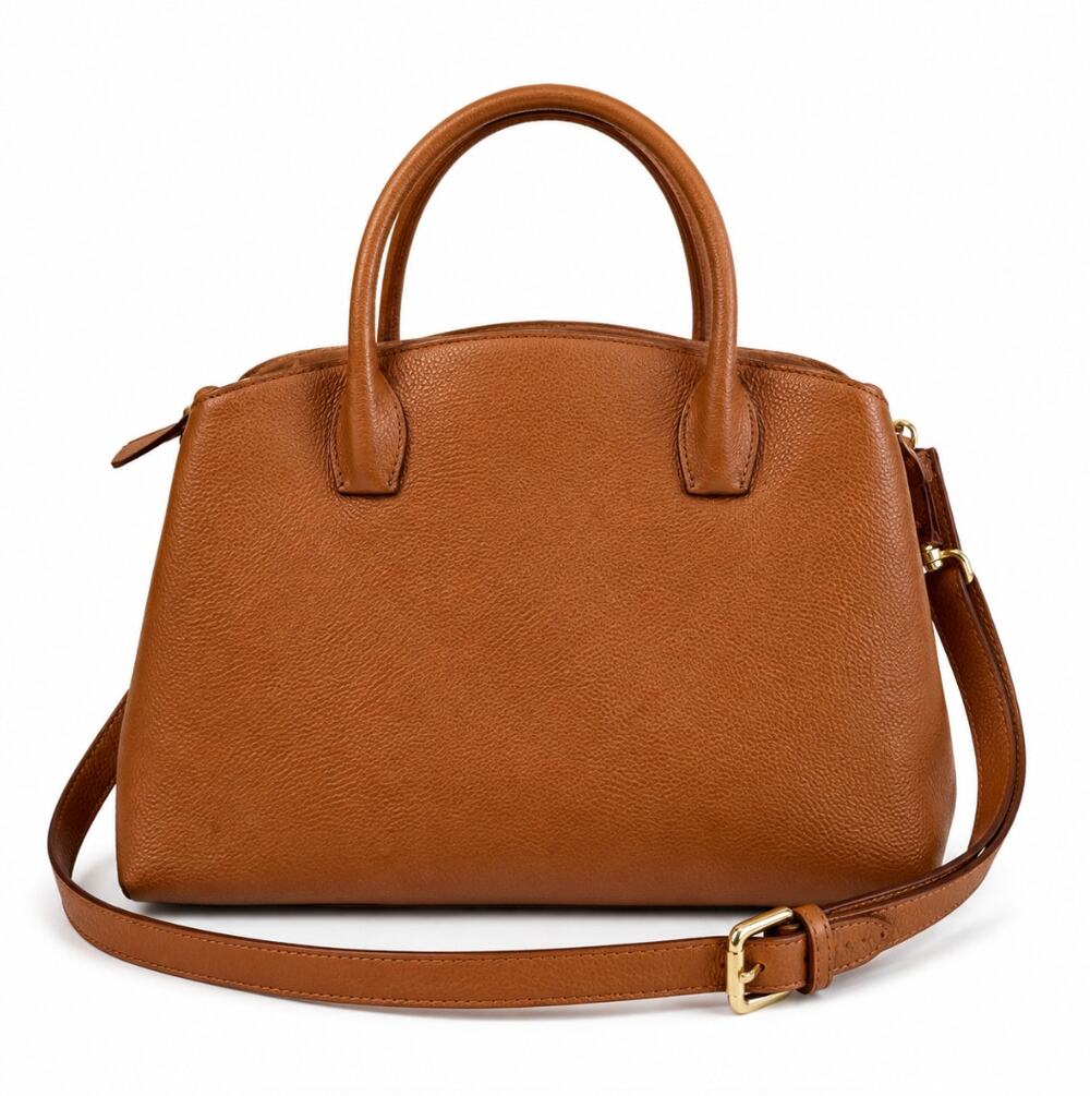 IACUCCI Leather Tote Crossbody Tan Cognac 3 Compartment Made in Italy $398